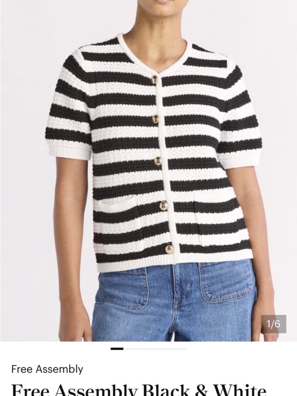 Free Assembly black and white crochet sweater size small
